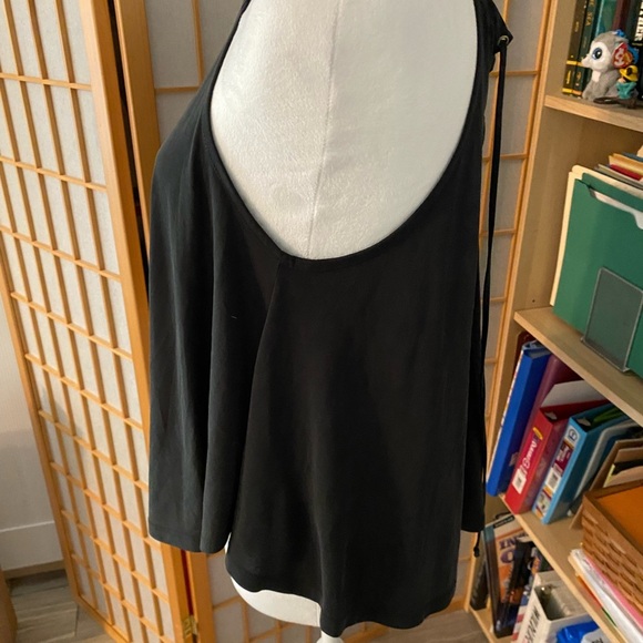 B.P. BP Brass Plum Black High Neck Halter Tank Top Stretch Nordstrom Flowy XS - Picture 2 of 5